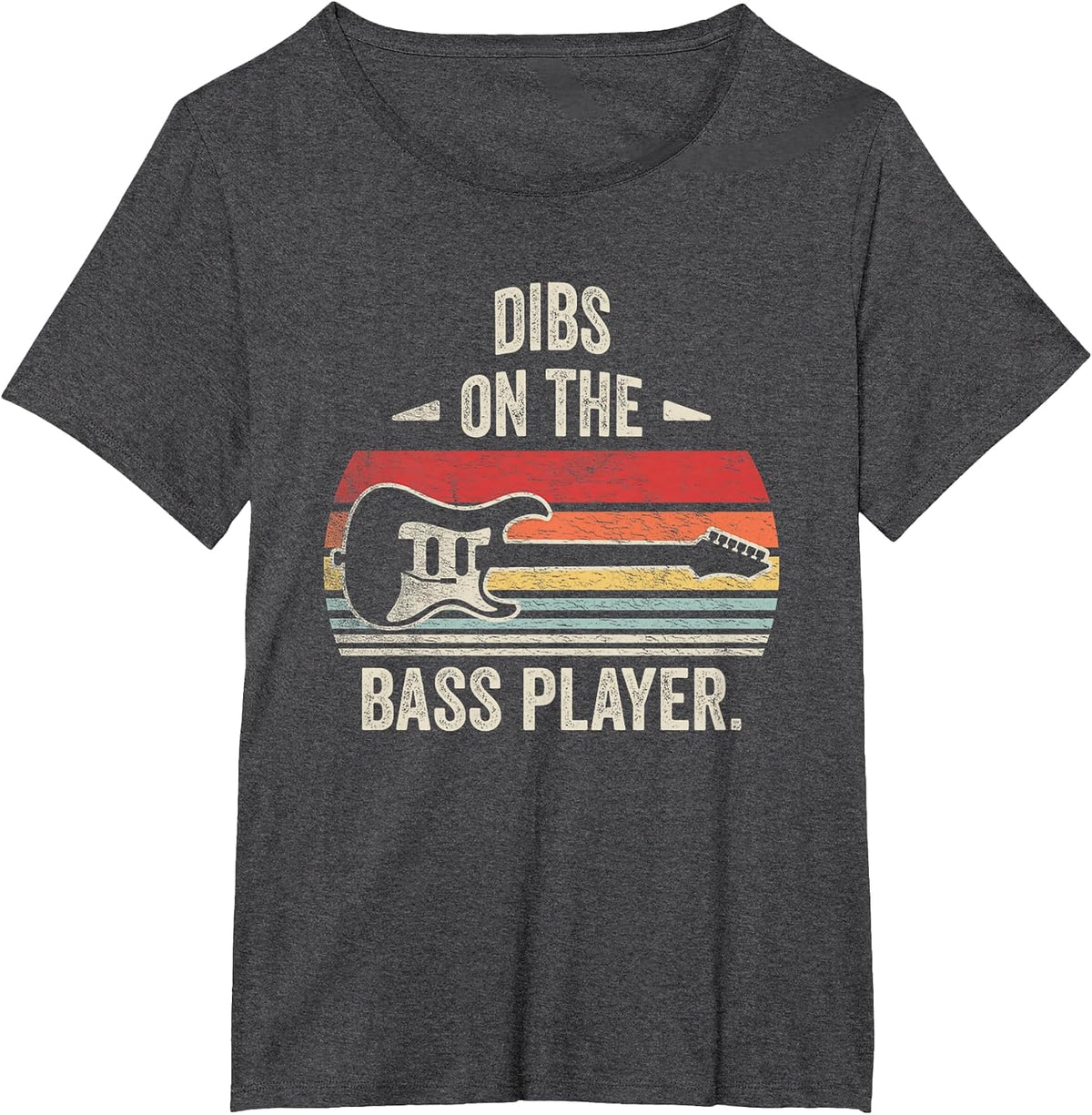 Retro Vintage Dibs On The Bass Player Bassist T-Shirt - Dark Heather Grey
