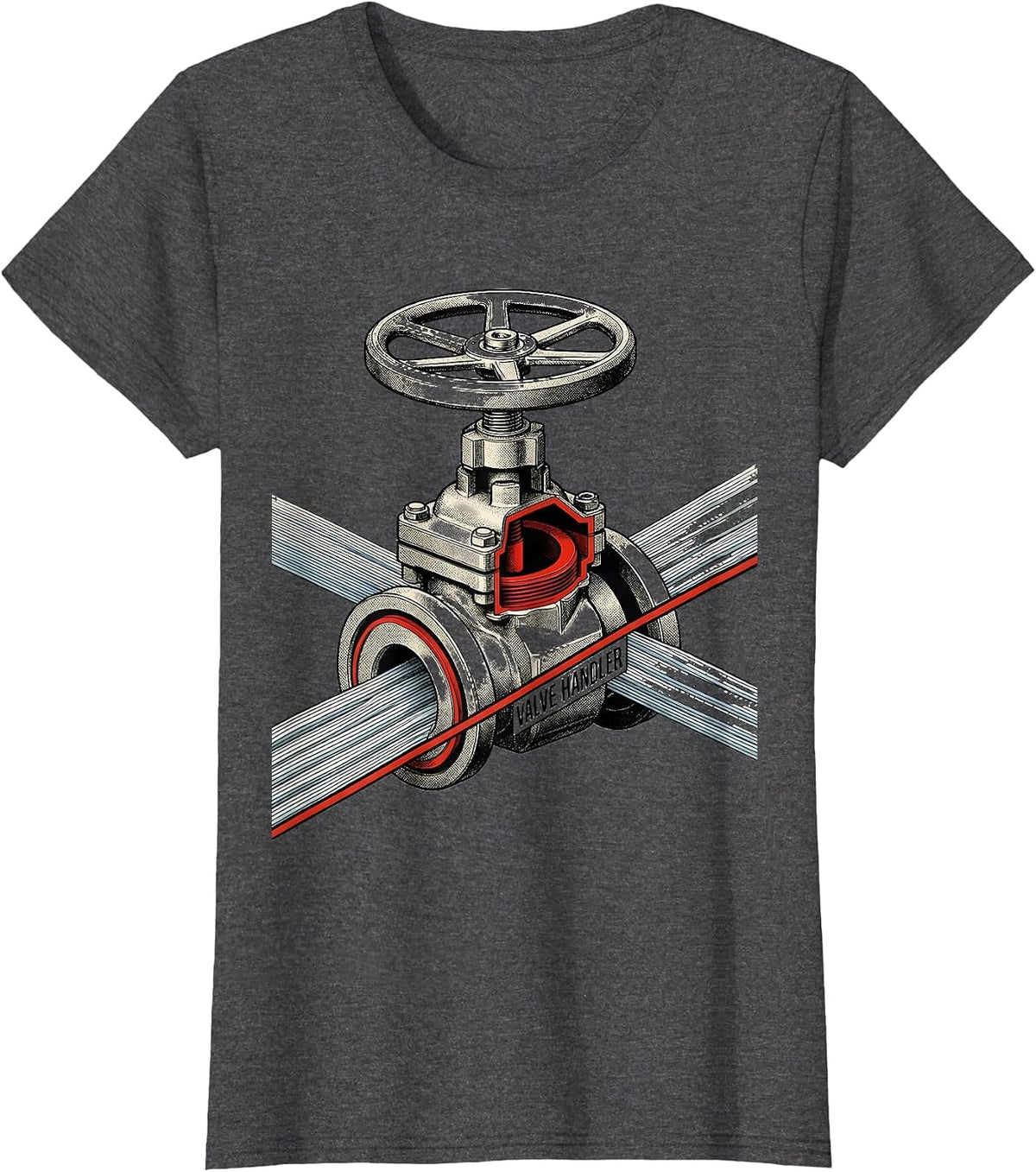 Women's Valve Handler Funny Plumber Pipefitter Occupational Humor T-Shirt - Dark Heather Grey