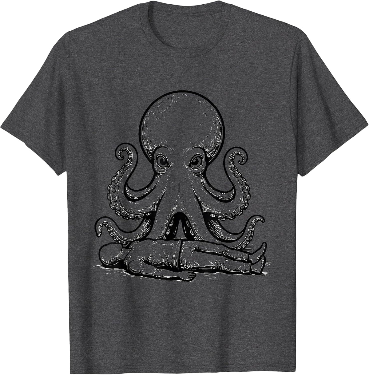 Men's Octopus Kraken Funny Animal Lover Humor T-Shirt - Dark Heather Grey