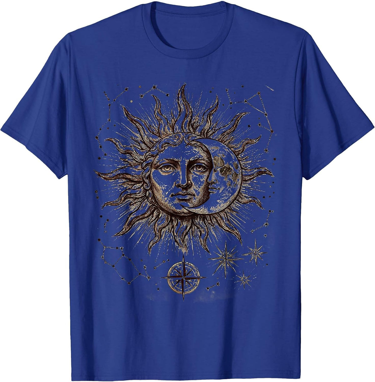 Men's Renaissance Celestial Map Sun Moon Constellations T-Shirt - Royal Blue