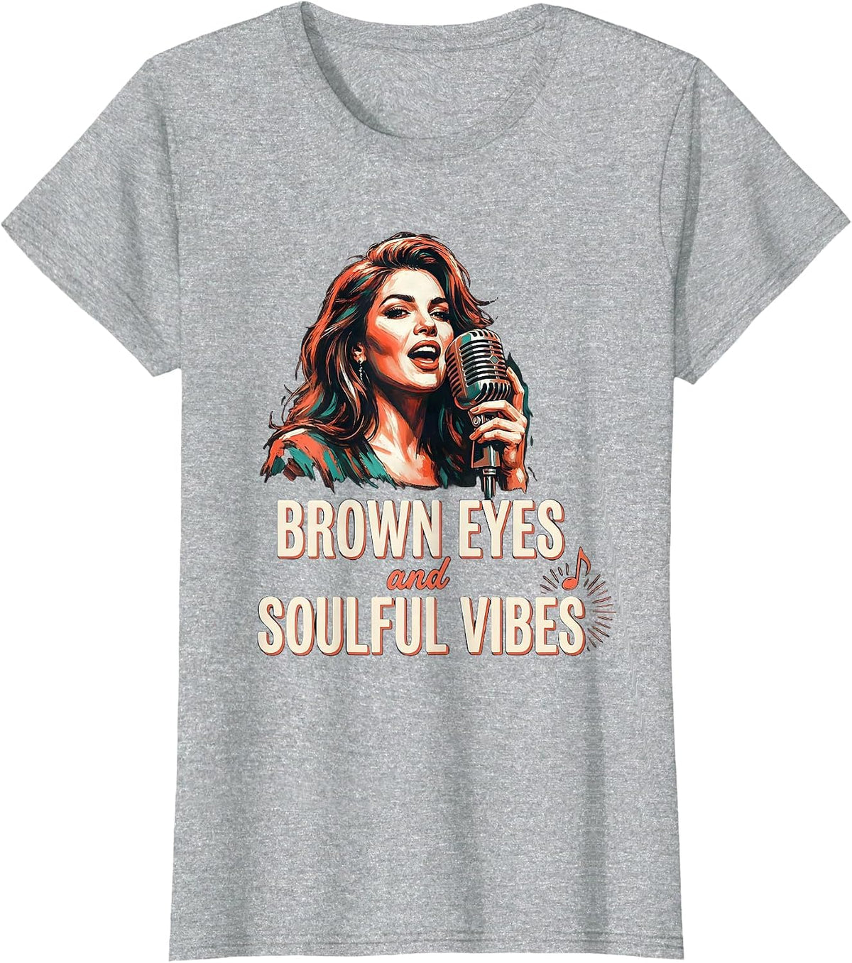 Brown Eyes And Soulful Vibes Thick Thighs R&B Vibes Music T-Shirt - Heather Grey