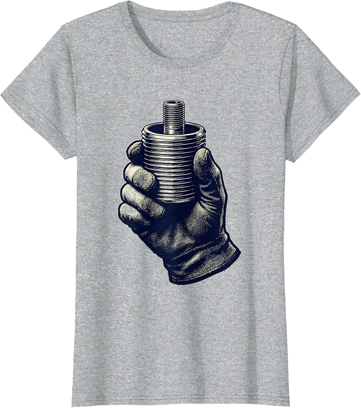 Women's Pipe Coupling Funny Plumber Pipefitter Occupational Humor T-Shirt - Heather Grey