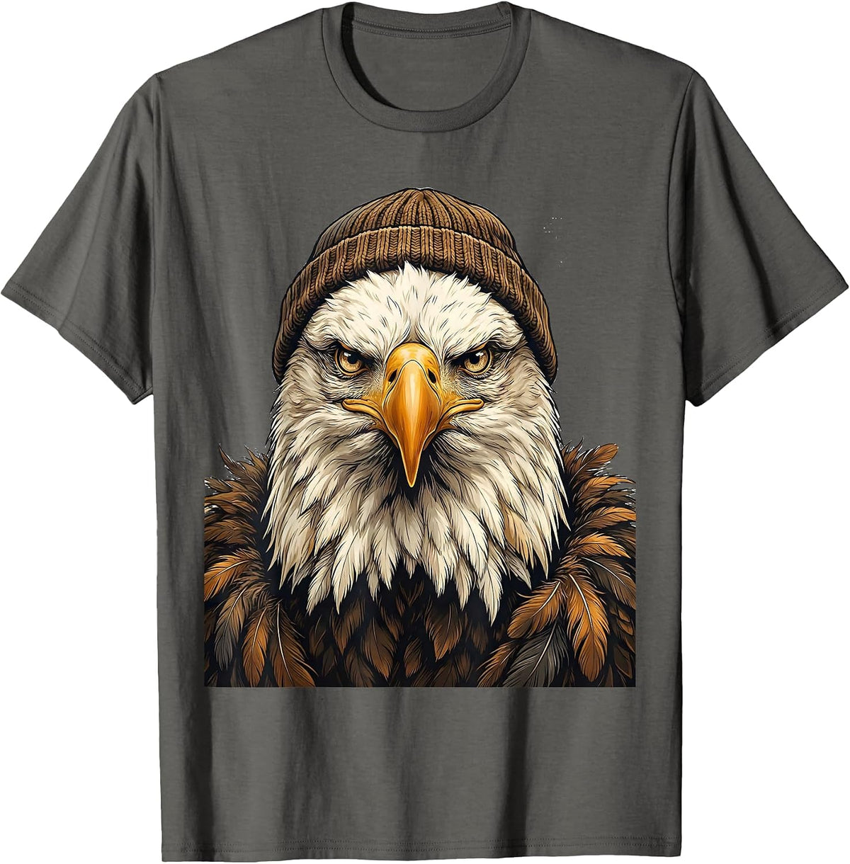Bald Eagle Portrait Faith Mascot Pride Christian T-Shirt - Asphalt Grey