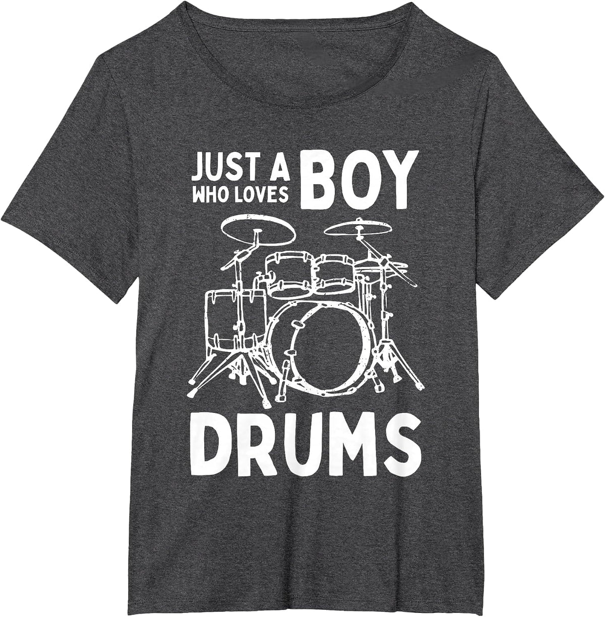 Just A Boy Who Loves to Play Drums Drummer Boys Kids T-Shirt - Dark Heather Grey
