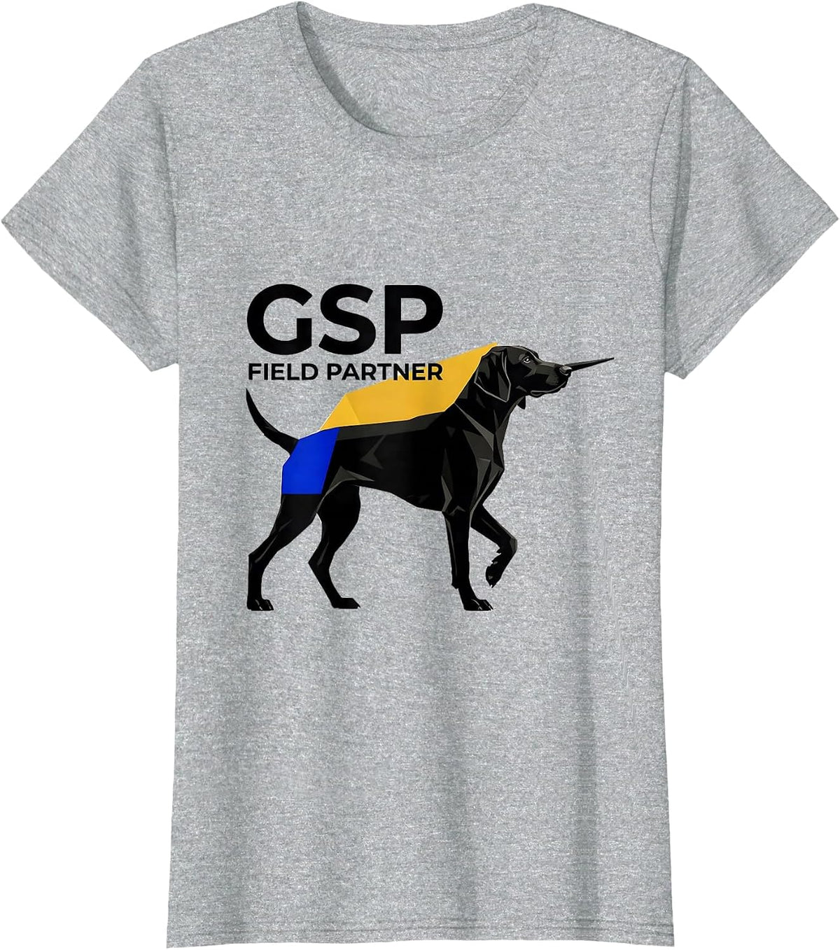 GSP Field Partner Geometric German Shorthaired Pointer Dog T-Shirt - Heather Grey