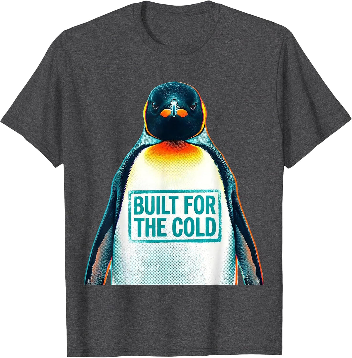 Men's Built for the Cold Penguin Graphic Design T-Shirt - Dark Heather Grey