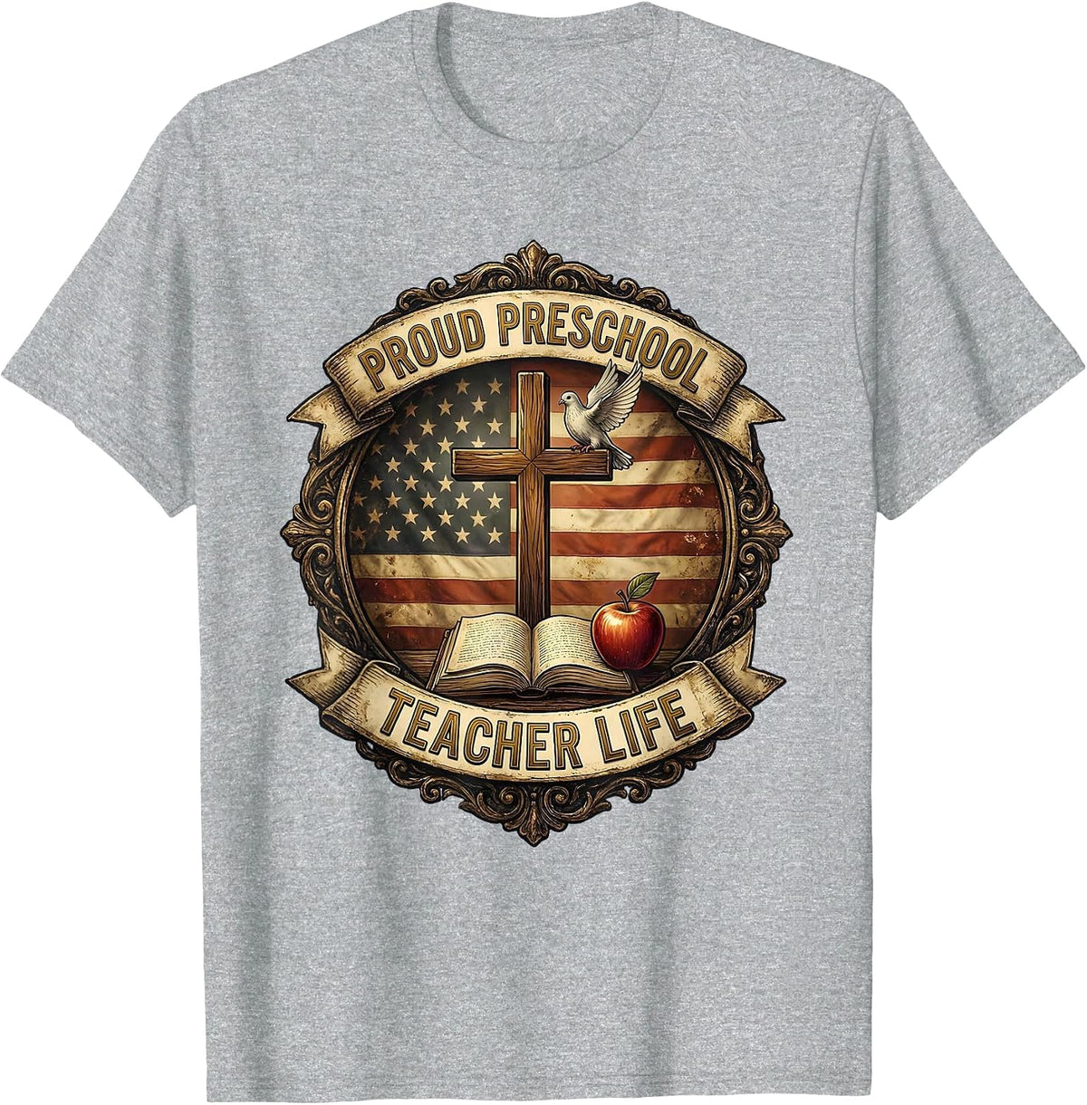 Men's Proud Preschool Teacher Life Educator Design T-Shirt - Heather Grey