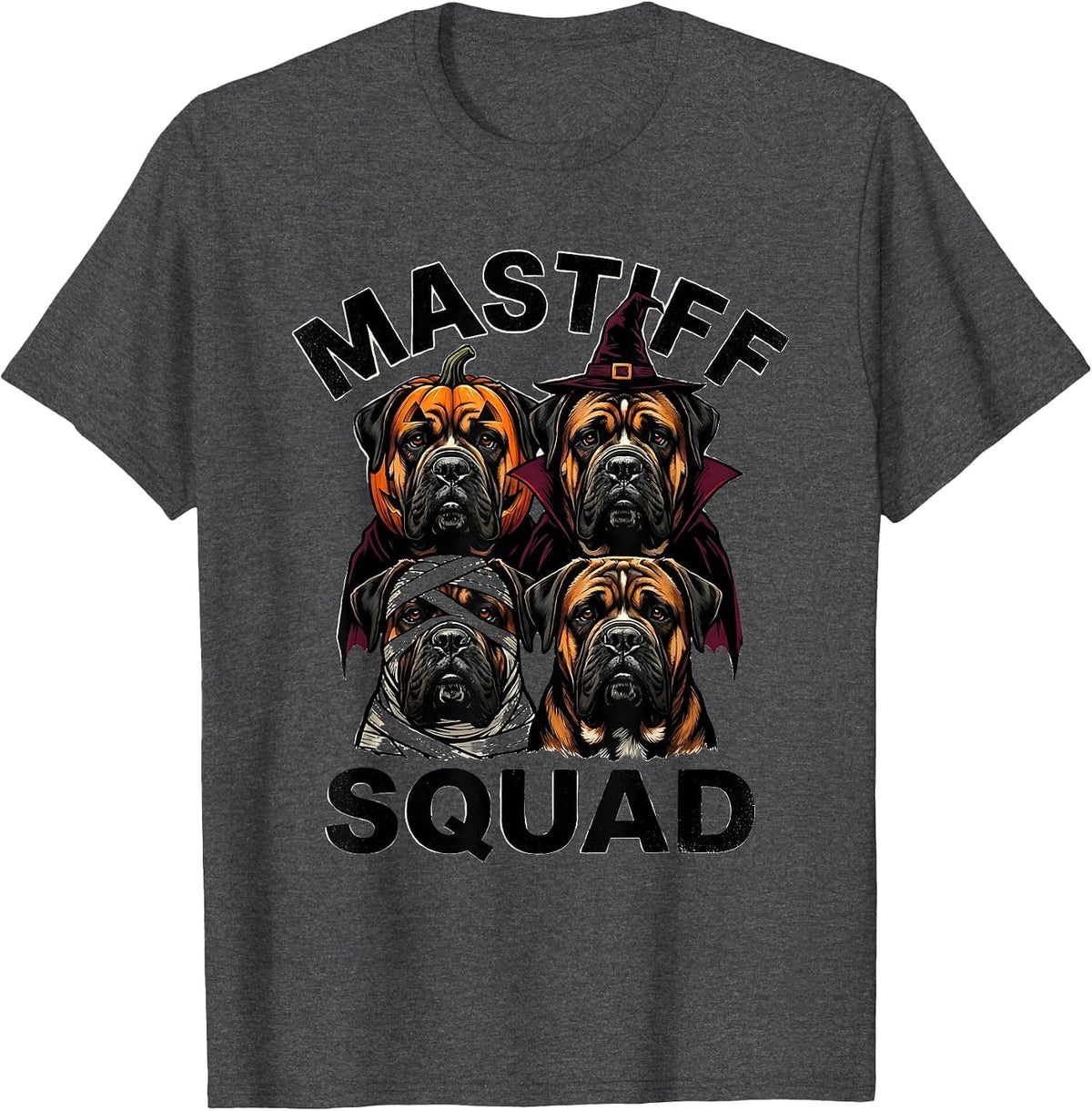 Mastiff Squad Stencil Halloween Dog Breed Squad Costume T-Shirt - Dark Heather Grey