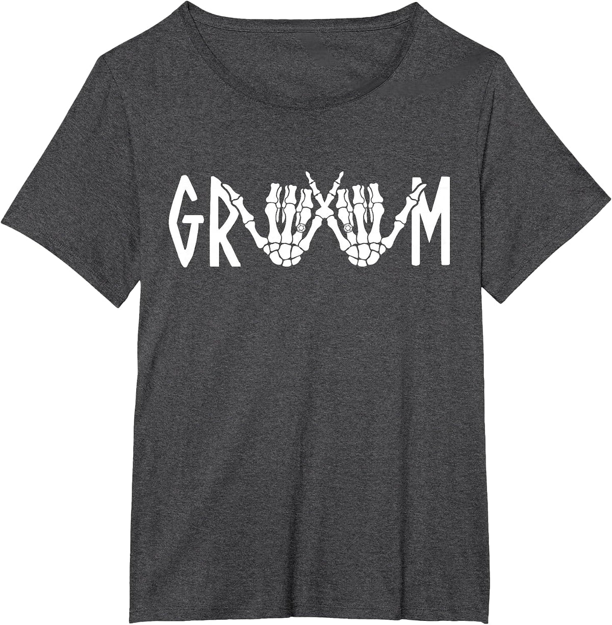 Groom Bride Skeleton Gothic Wedding Engagement Halloween T-Shirt - Dark Heather Grey