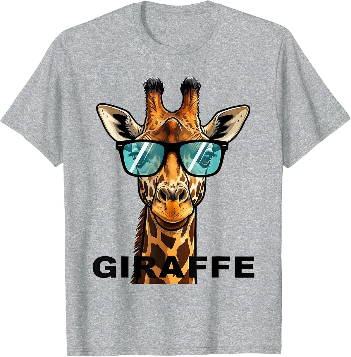 Men's GIRAFFE Cartoon College Mascot Sunglasses Team Fan T-Shirt - Heather Grey