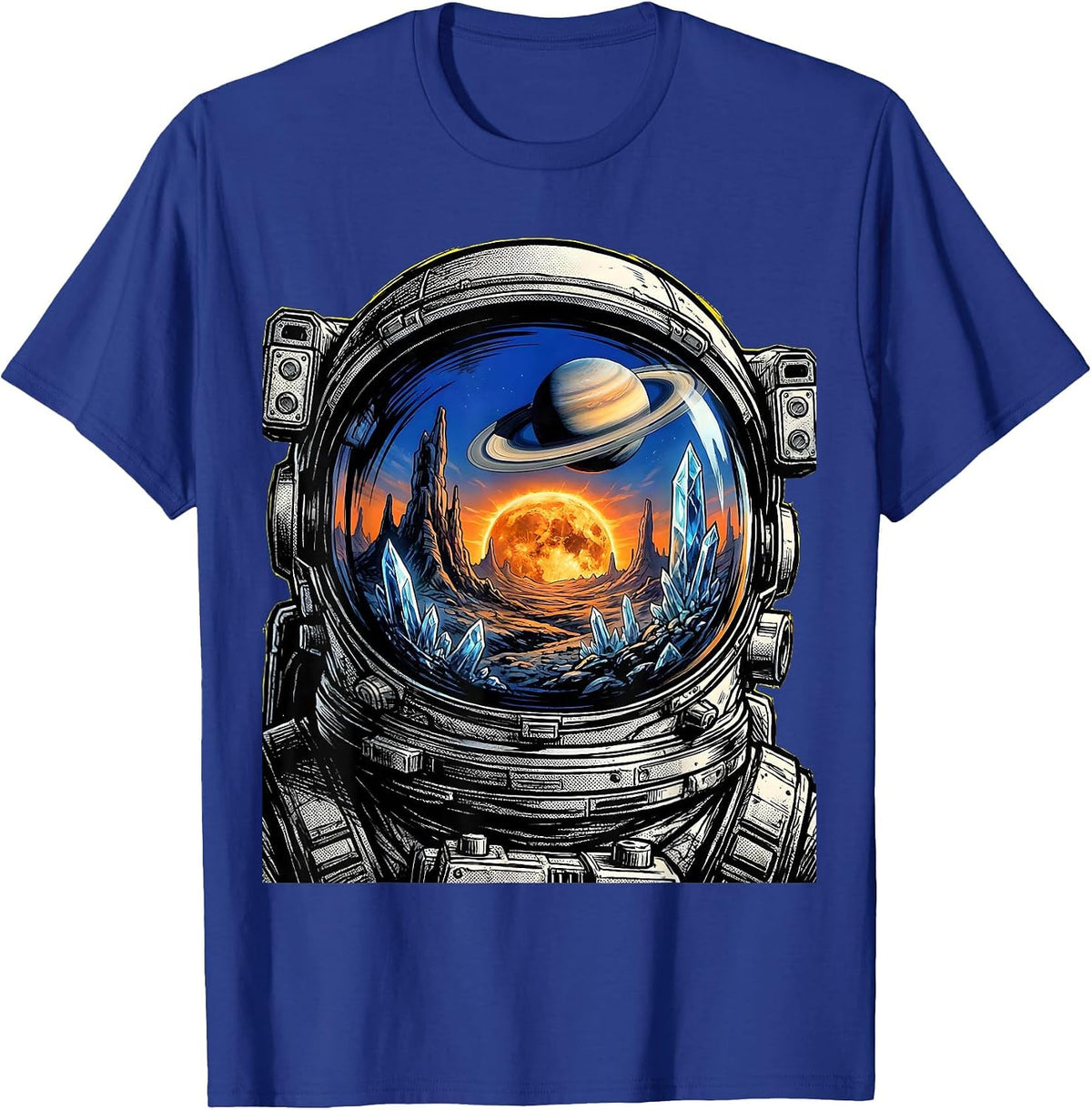 Men's Astronaut Helmet Alien Landscape Reflection T-Shirt - Royal Blue
