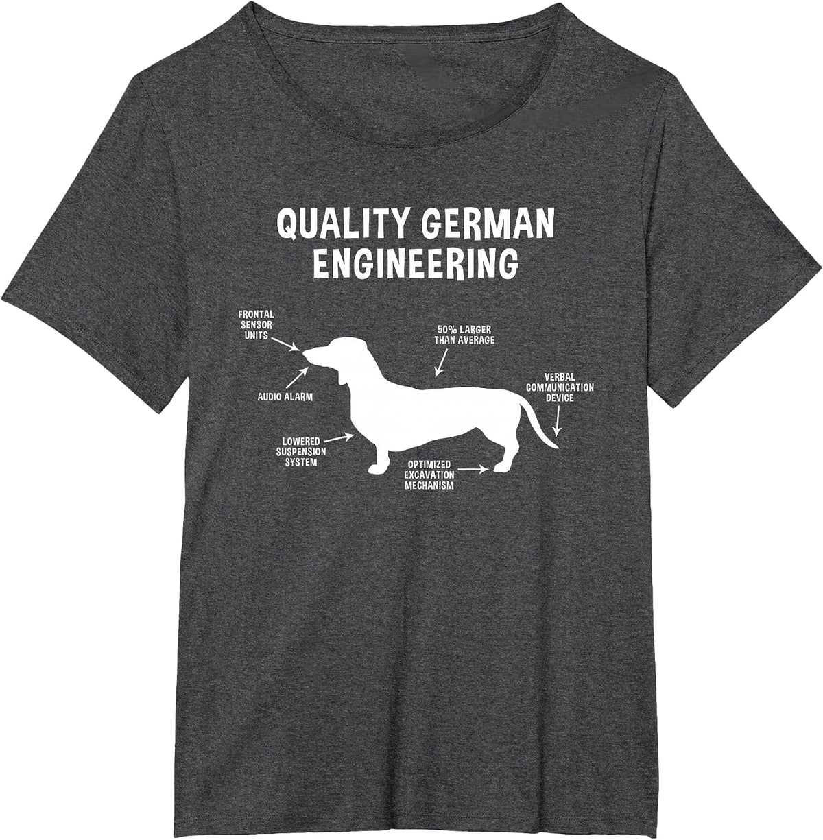 Quality German Engineering Weiner Dachshund Shirt T-Shirt - Dark Heather Grey