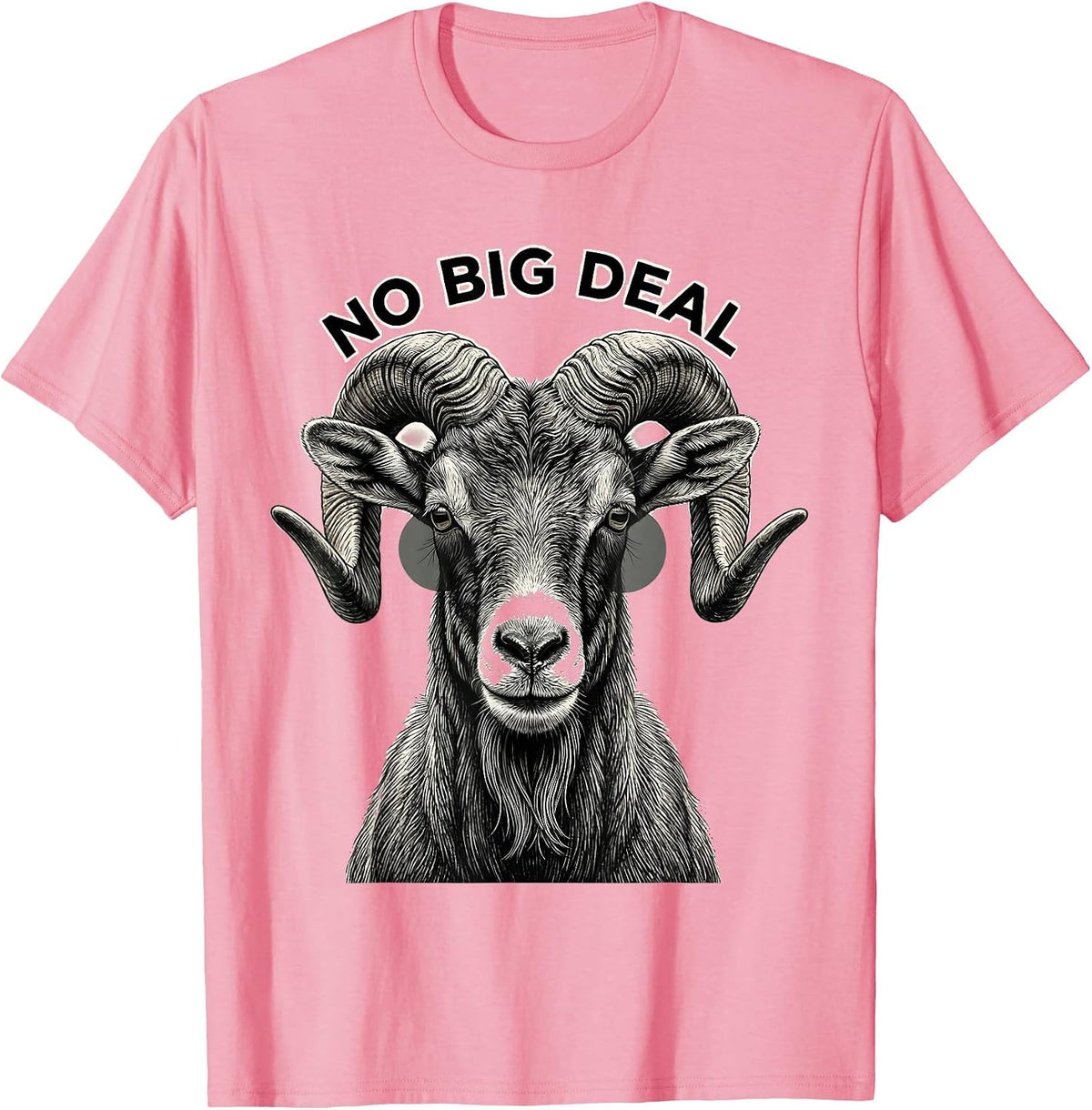 Men's No Big Deal Monochromatic Goat Sunglasses Novelty Graphic T-Shirt - Pink