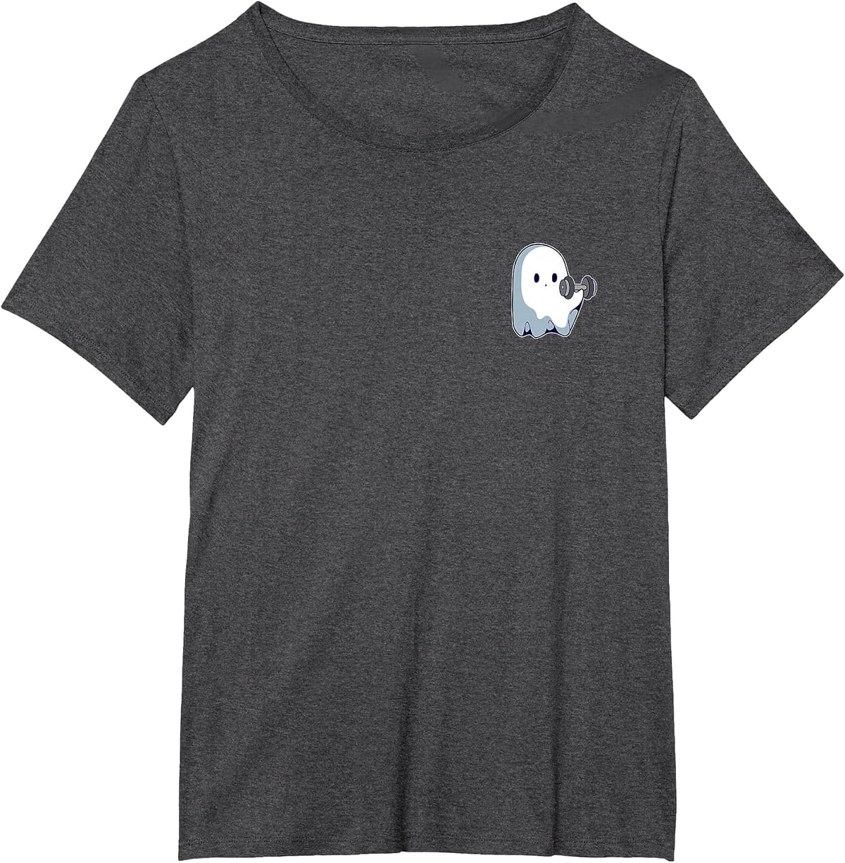 Ghost Weightlifting Pocket Funny Ghost Workout Halloween T-Shirt - Dark Heather Grey