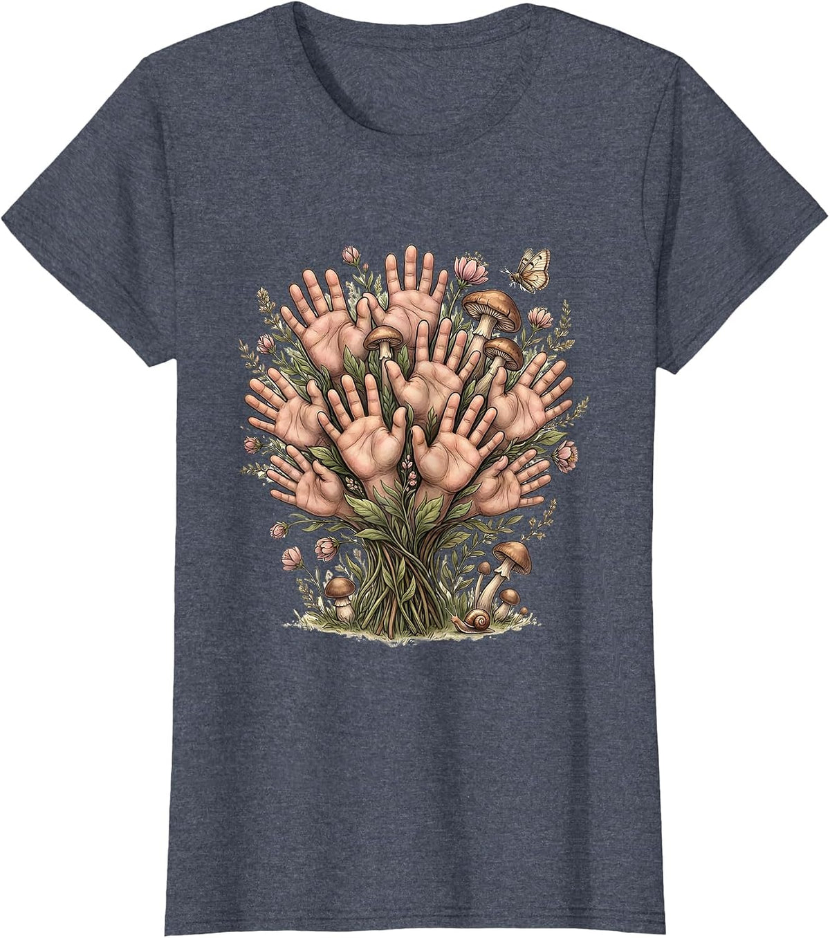 Women's Preschool Teacher Little Hands Paint Print T-Shirt - Heather Blue