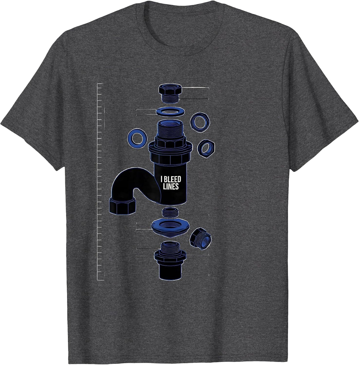 Men's I Bleed Lines Funny Plumber Pipefitter Steamfitter Dad Joke T-Shirt - Dark Heather Grey