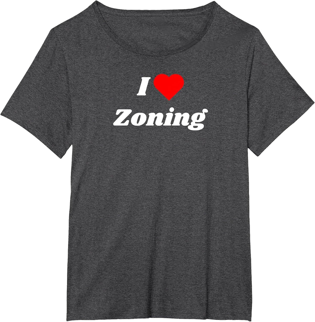 I Love Zoning with a red Heart T-Shirt - Dark Heather Grey