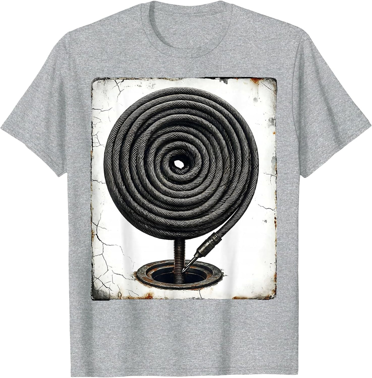 Men's Coiled Snake Cable Plumber Funny Occupational Humor T-Shirt - Heather Grey
