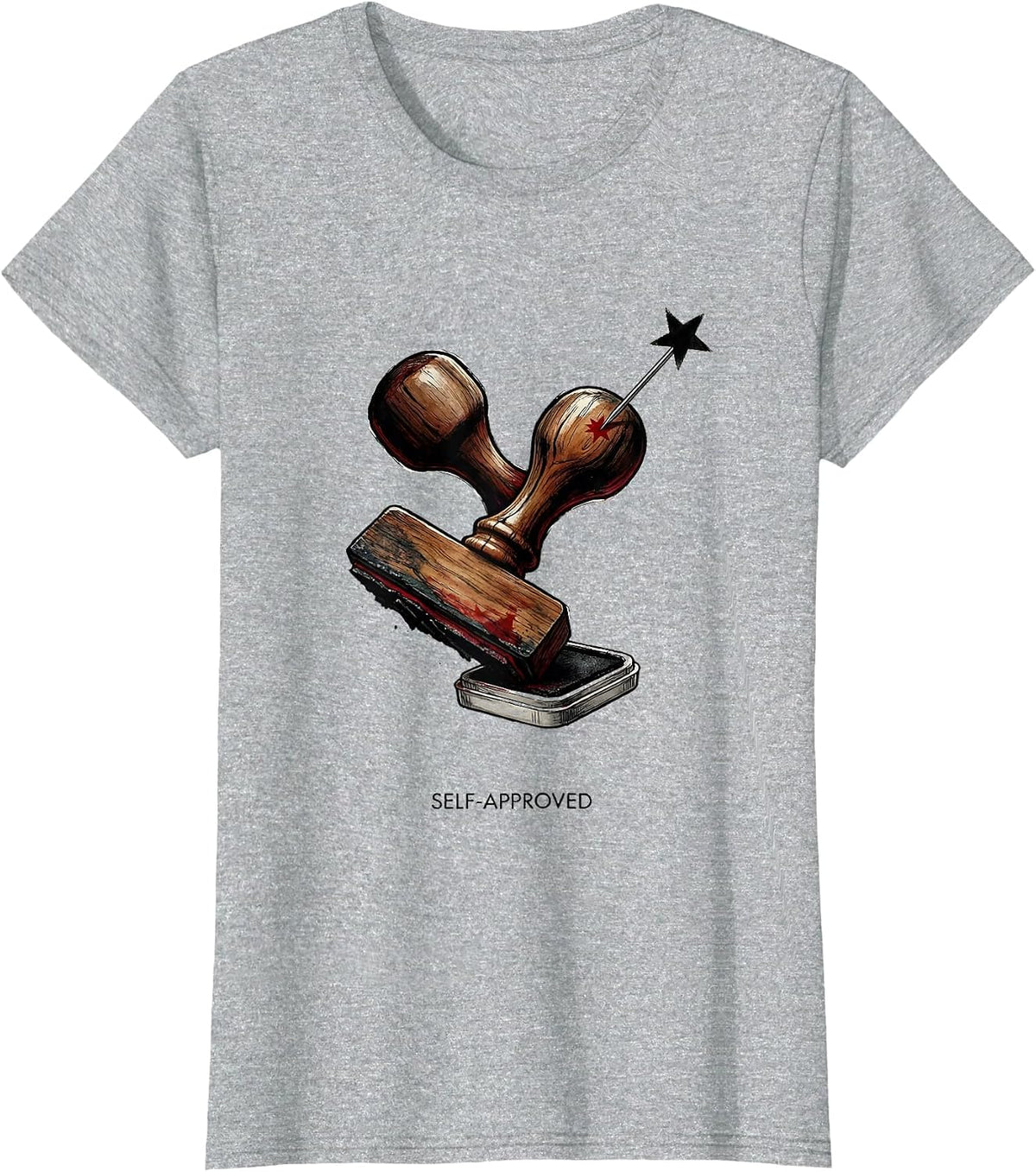 Self-Approved Funny Tattoo Owner Sarcastic Ink Humor T-Shirt - Heather Grey