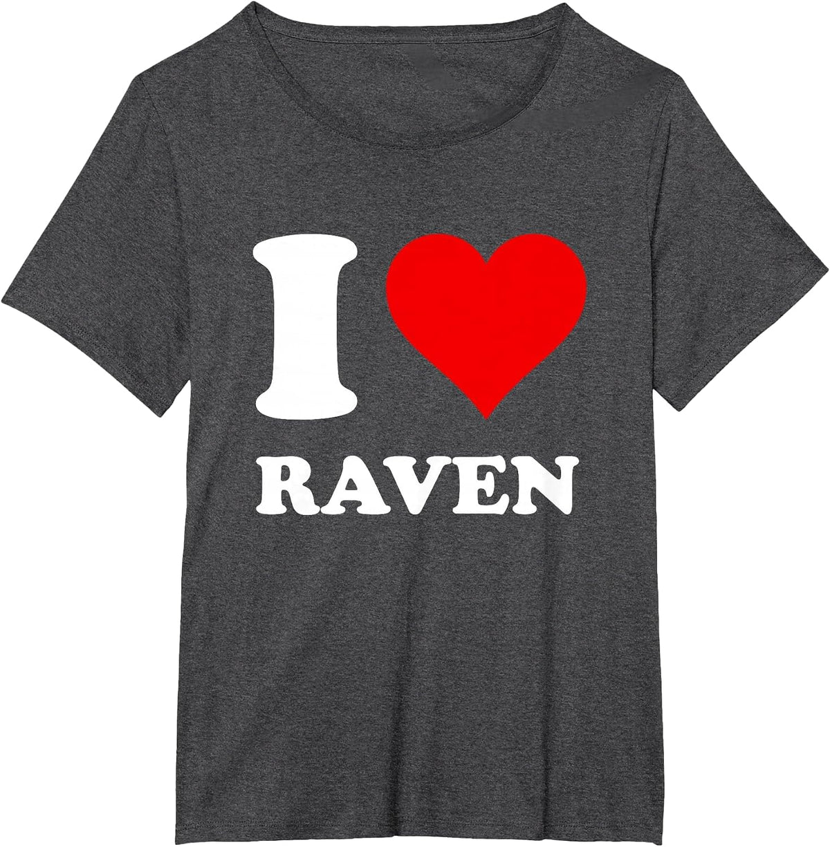 Red Heart I Love Raven T-Shirt - Dark Heather Grey