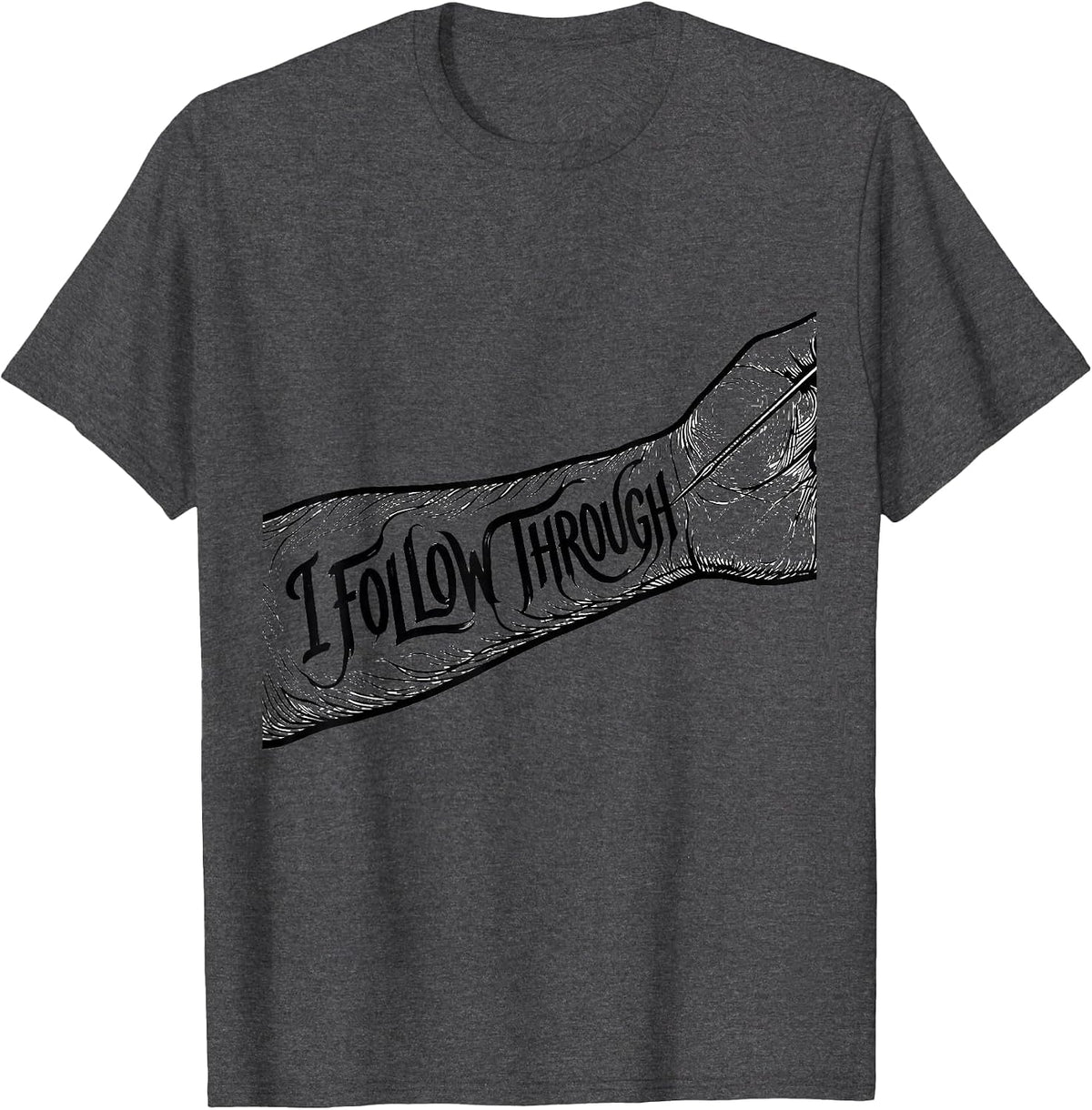 Men's I Follow Through Funny Tattoo Culture Flash-Art Humor T-Shirt - Dark Heather Grey
