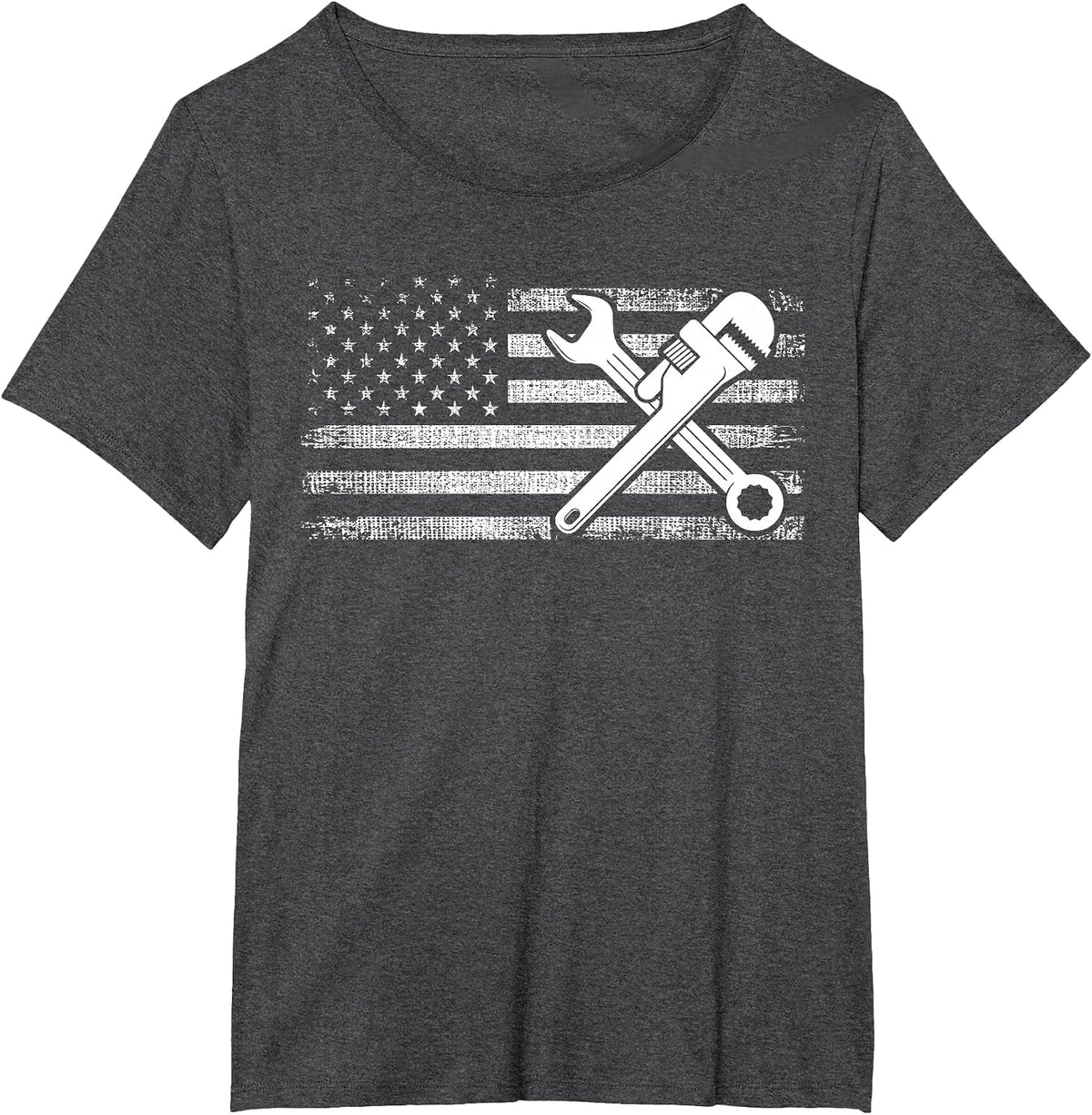 Patriotic American Flag Plumber T-Shirt - Dark Heather Grey
