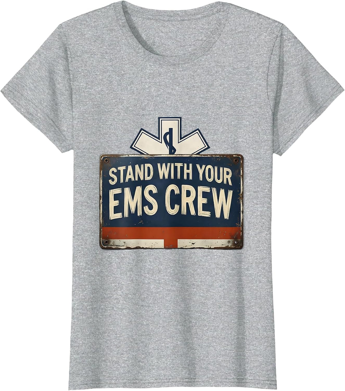 Women's Stand With Your EMS Crew Vintage First Responder T-Shirt - Heather Grey