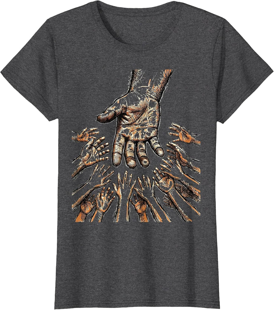 Women's Paraprofessional Guiding Hands Graphic Design T-Shirt - Dark Heather Grey
