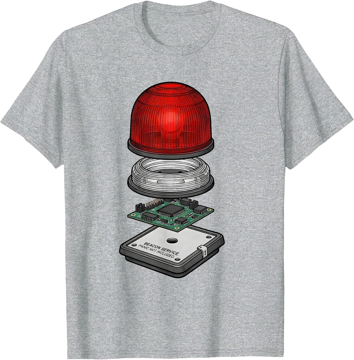 Men's Beacon Service Panic Not Included Funny EMT Paramedic Dark T-Shirt - Heather Grey