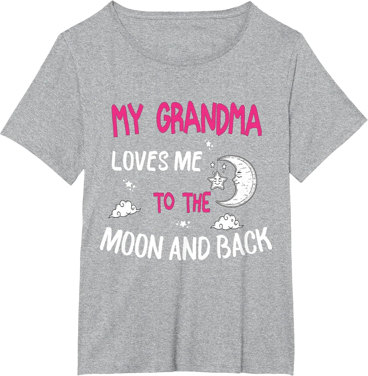My Grandma Loves Me to The Moon and Back Kids Boys Girls T-Shirt - Heather Grey