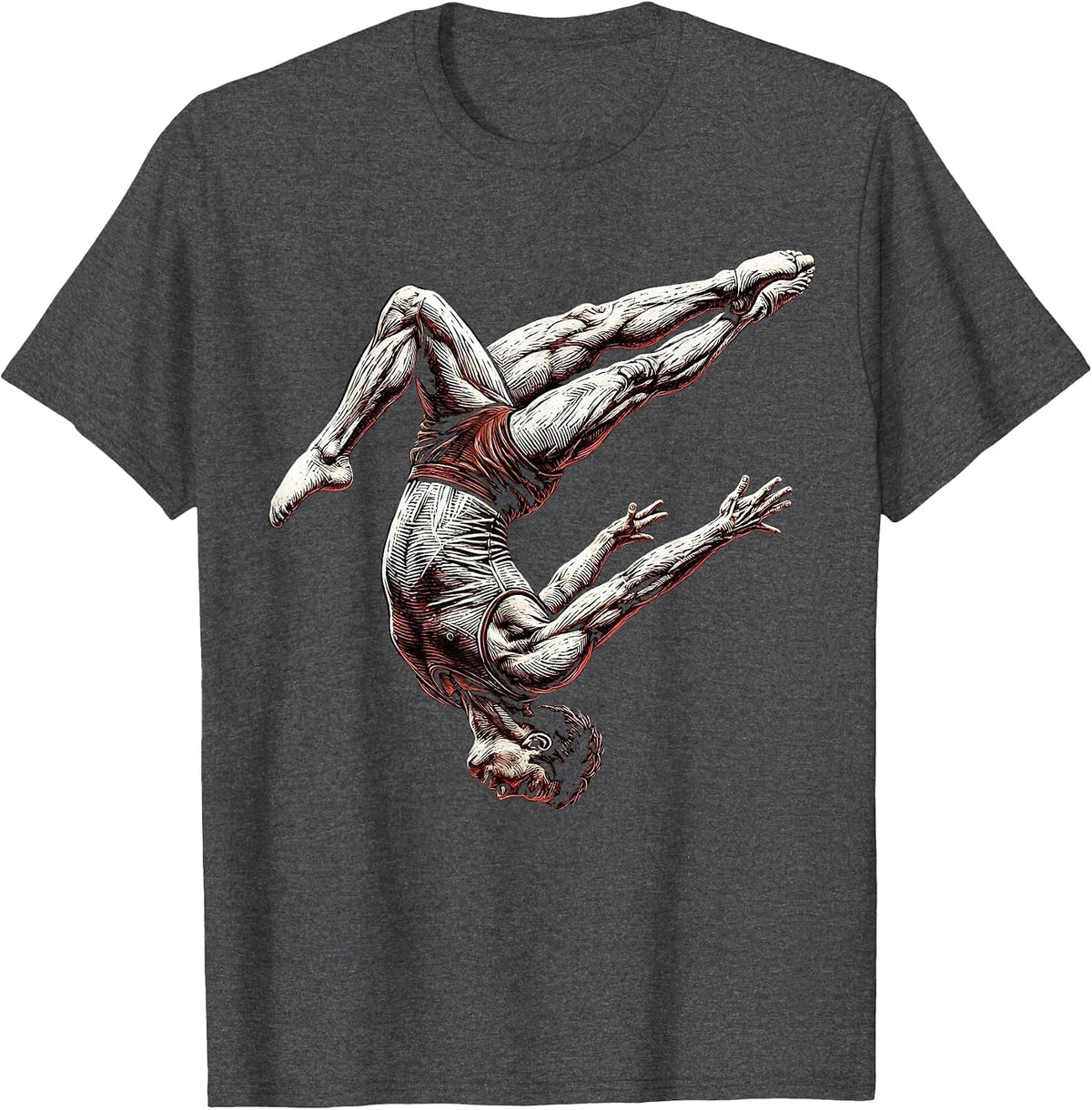 Gymnast Backflip Aerial Art Gymnastics Design T-Shirt - Dark Heather Grey