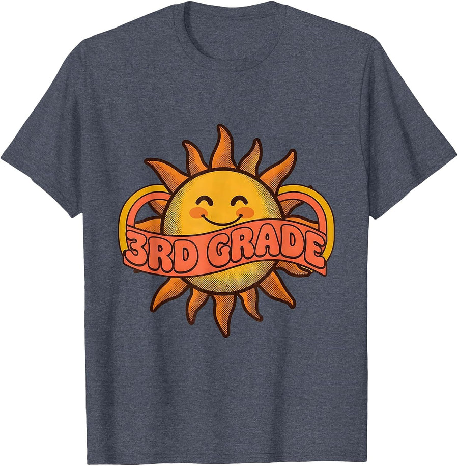 Groovy 3rd Grade Back To School First Day of Third Grade T-Shirt - Heather Blue