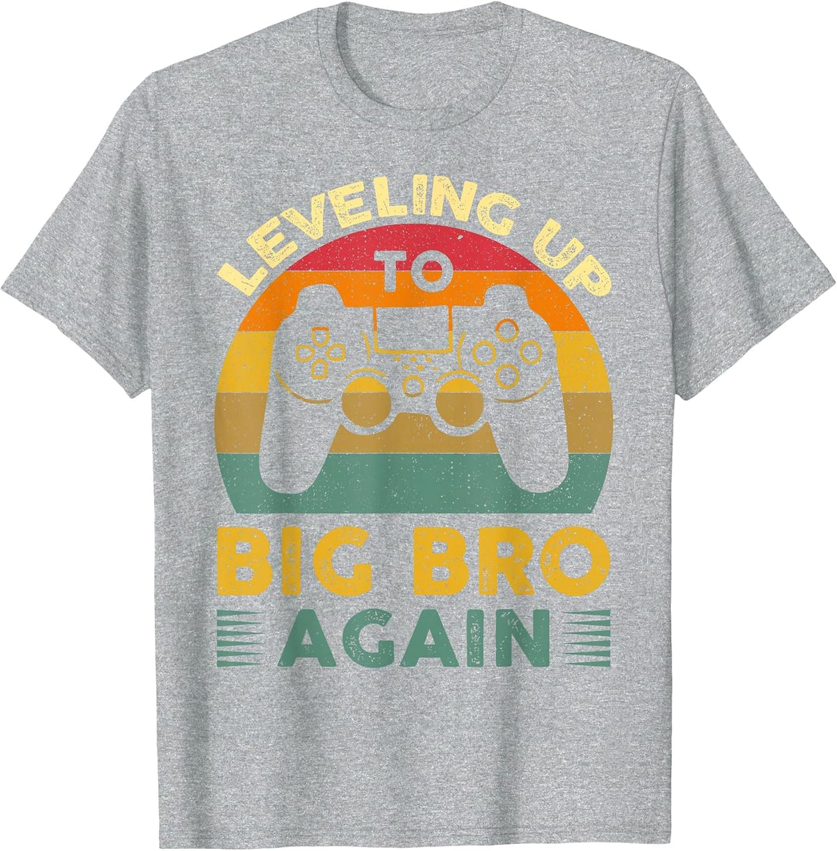Funny Leveling Up to Big Bro Again Vintage Big Brother Again T-Shirt - Heather Grey