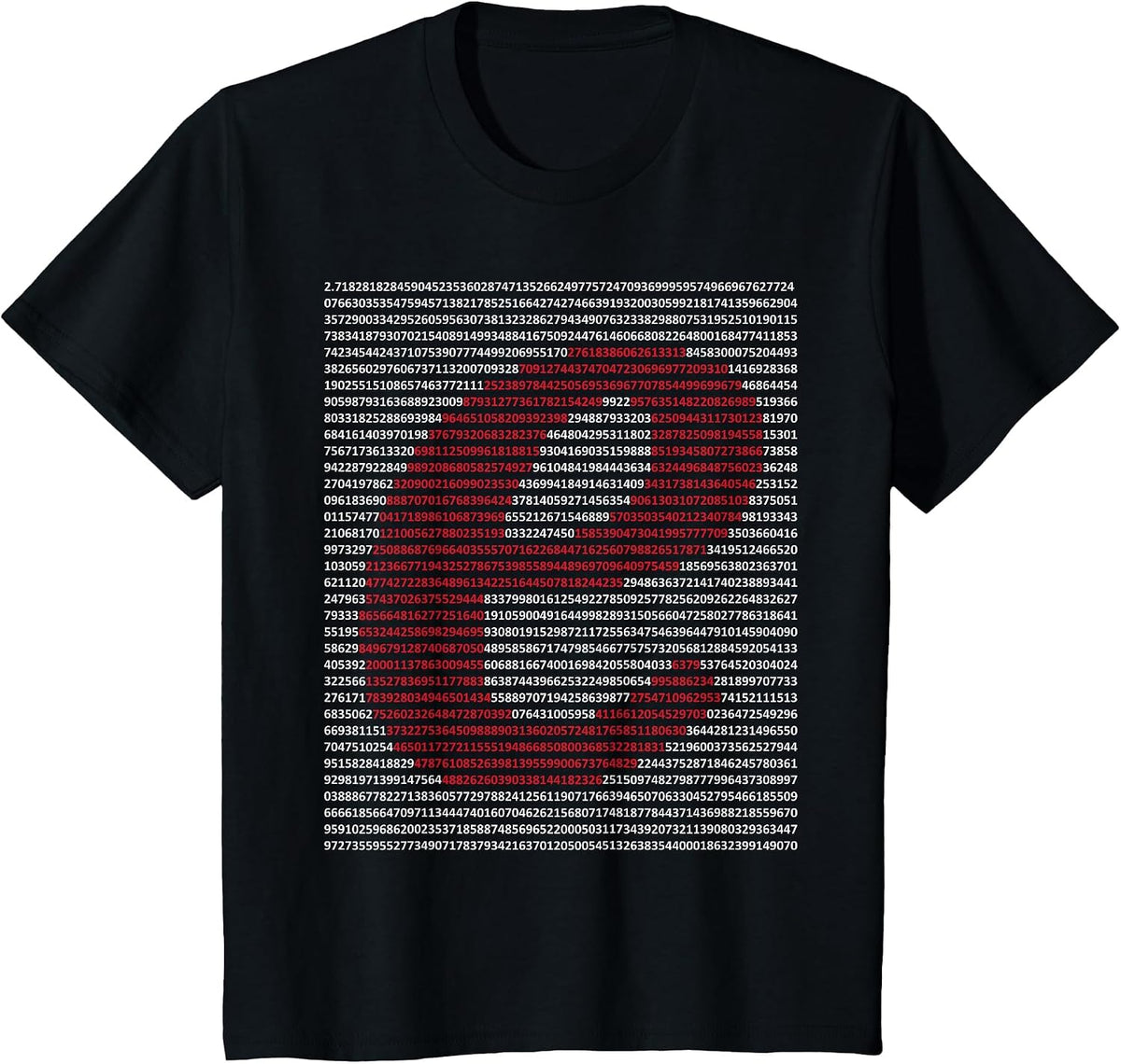 Nerdy e Euler's Number Digits Algebra Math Teacher Geek T-Shirt - Black