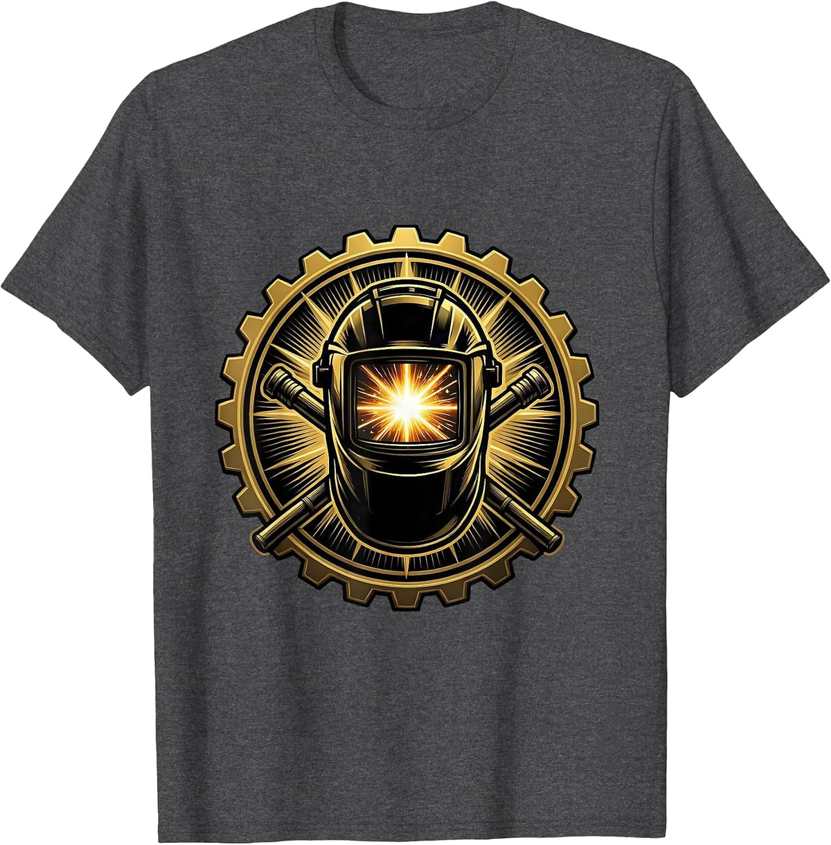 Welder Arc Flash Masked Face Graphic T-Shirt - Dark Heather Grey