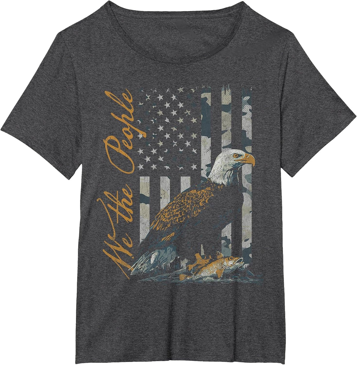 We the People American Flag Patriotic Bald Eagle T-Shirt - Dark Heather Grey