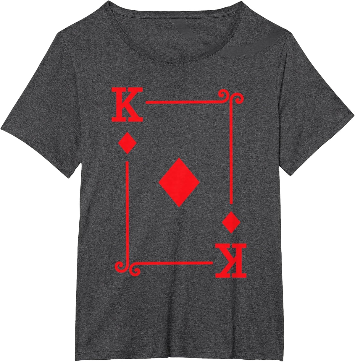 Playing Cards - Matching Diamonds Card Suits - King Card T-Shirt - Dark Heather Grey