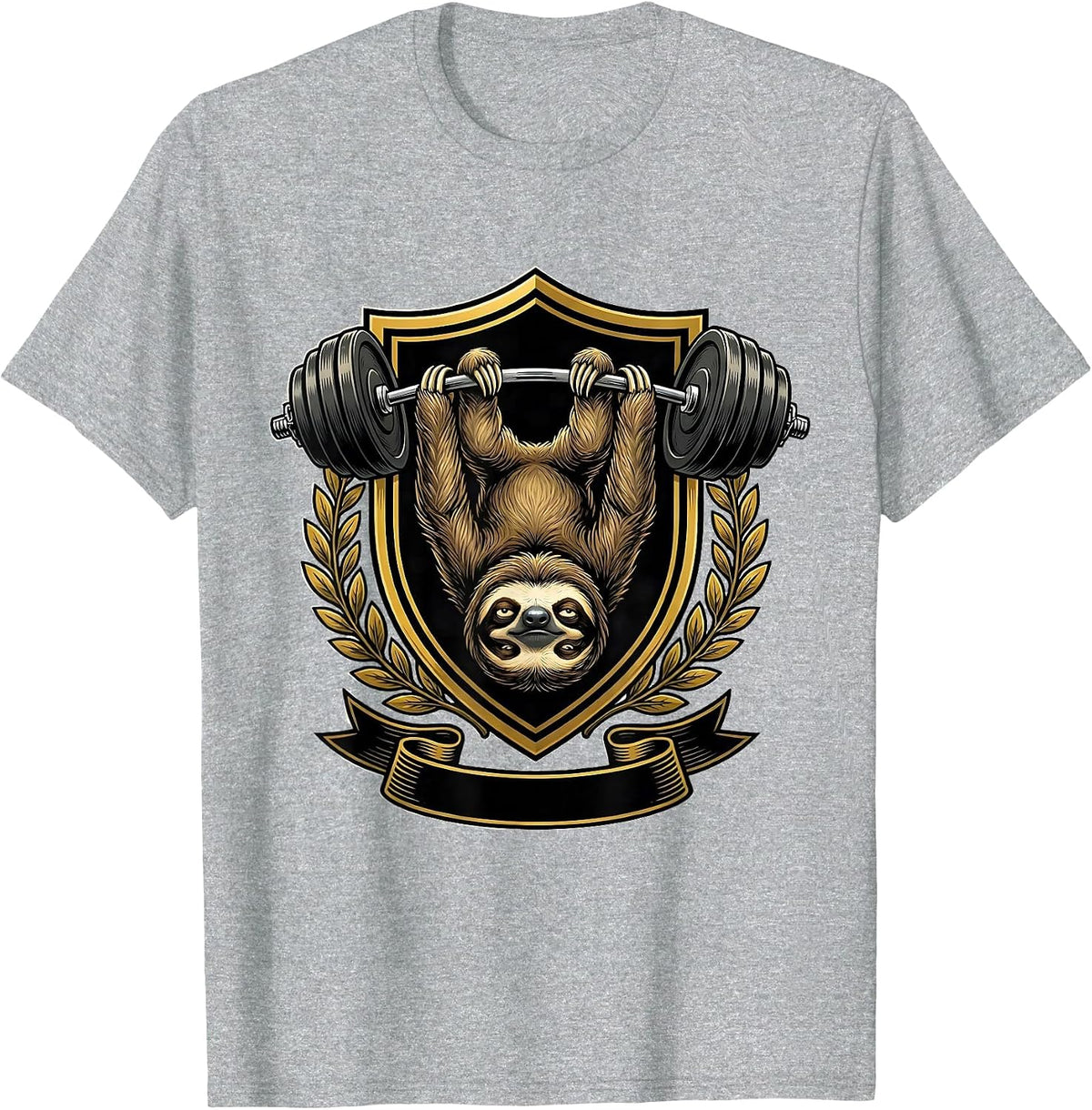 Men's Lazy Sloth Gym Weightlifting Funny Workout T-Shirt - Heather Grey