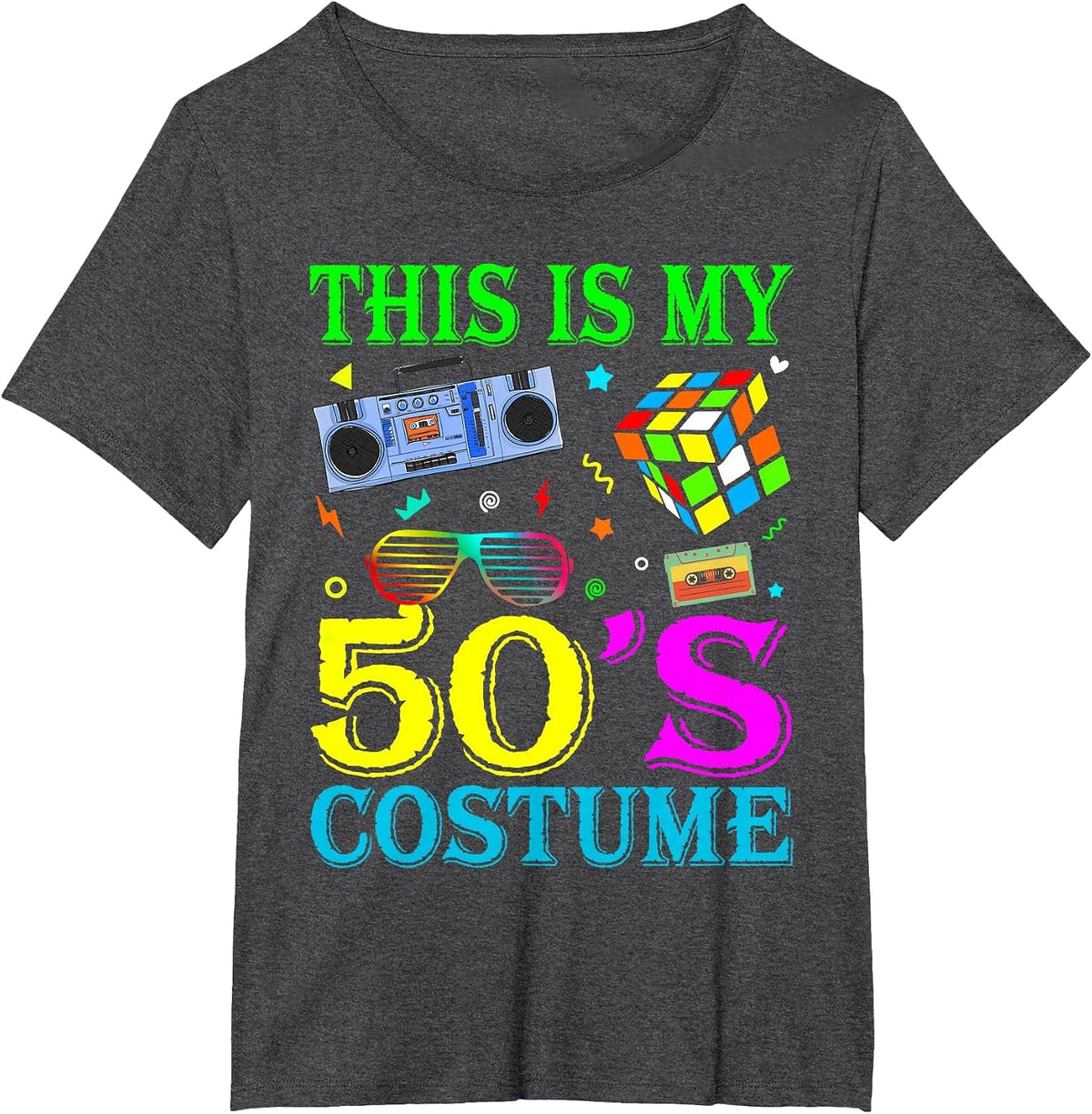 Vintage Matching Halloween 1950s This is My 50's Costume T-Shirt - Dark Heather Grey