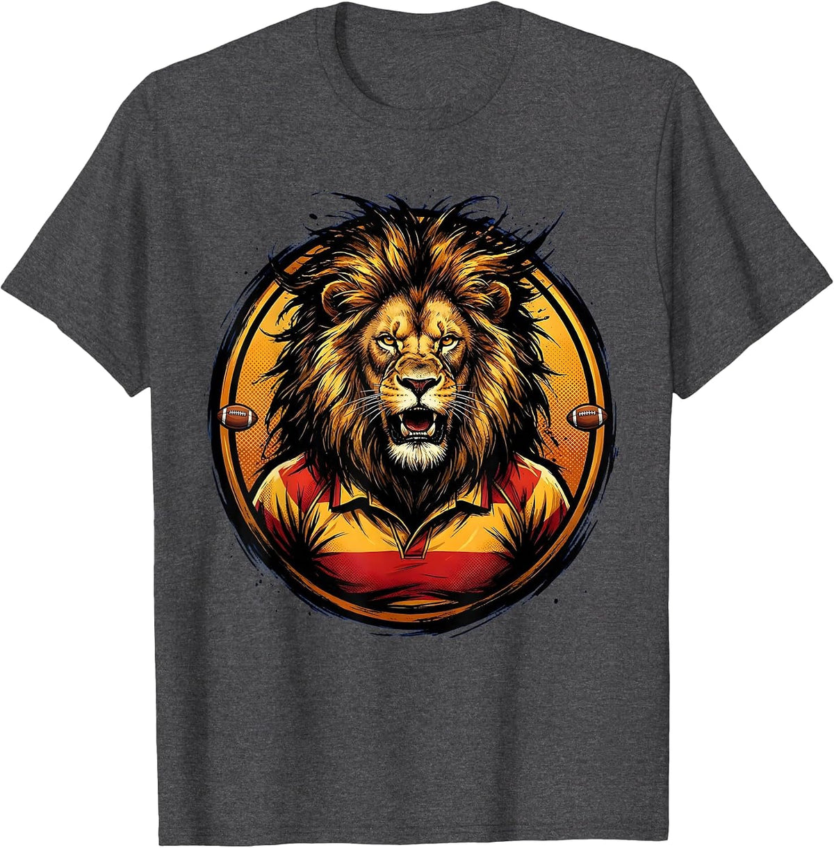 Lioness Rugby Player Graphic Design T-Shirt - Dark Heather Grey