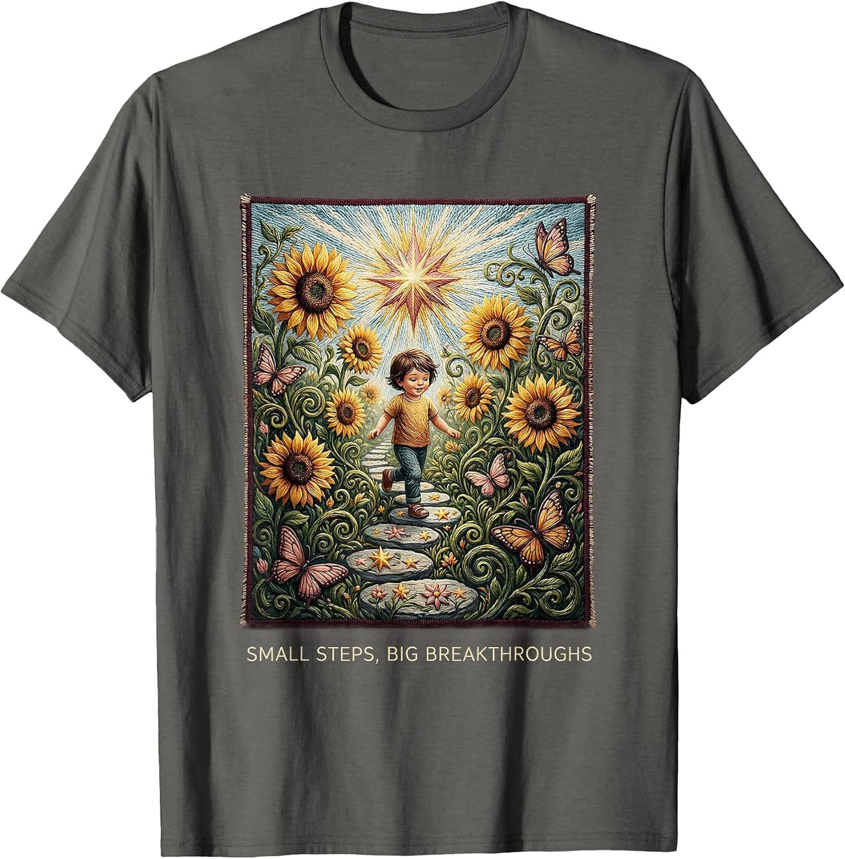 Small Steps Big Breakthroughs Motivational Design T-Shirt - Asphalt Grey