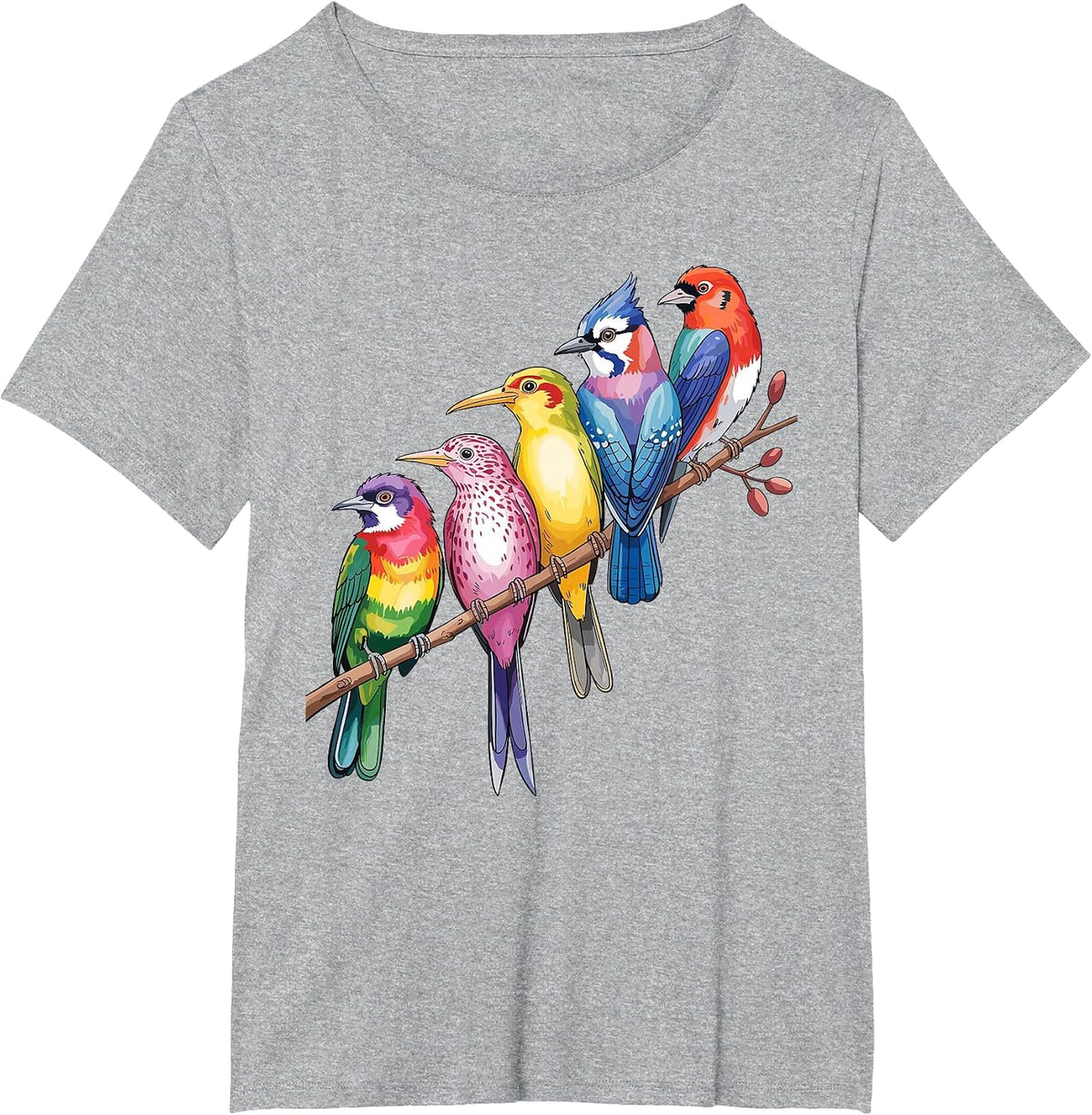 Cute Bird Art for Men Women Nerd Birdwatcher Bird Watching T-Shirt - Heather Grey