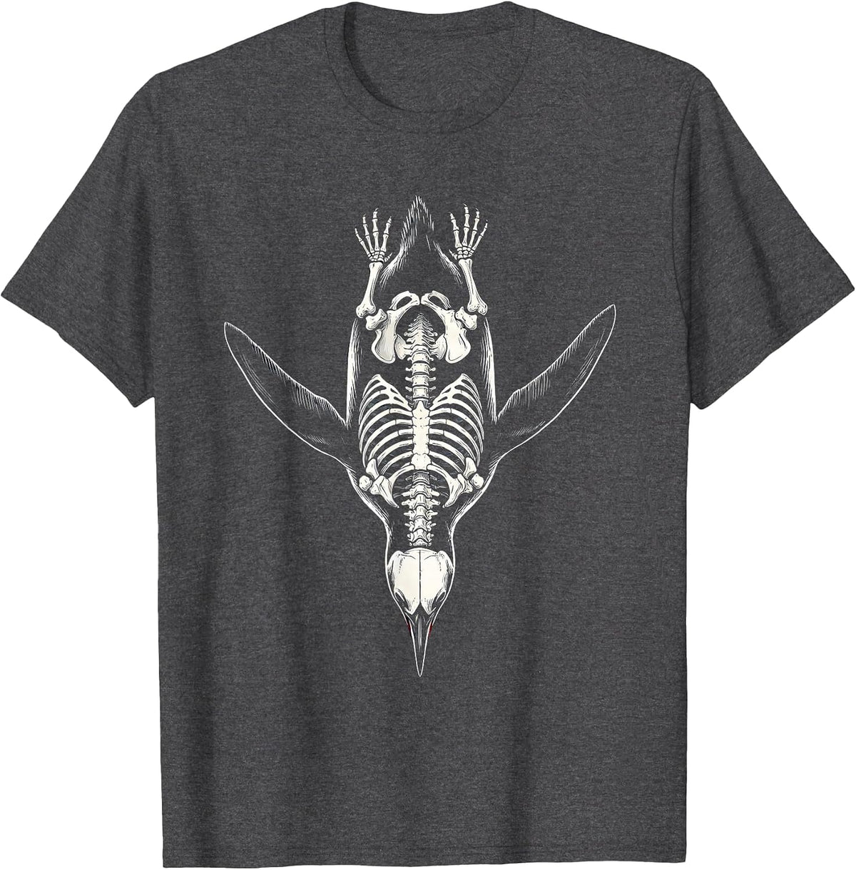 Penguin Skeleton Diving Pose Graphic T-Shirt - Dark Heather Grey