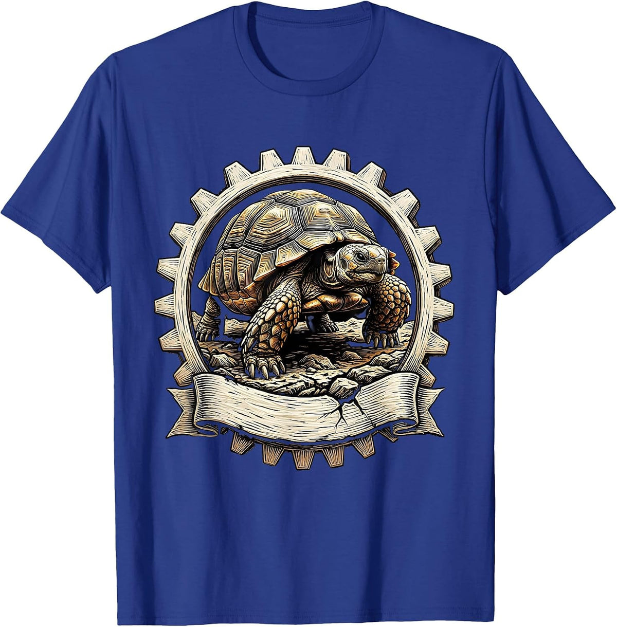 Determined Tortoise Crossing the Finish Line T-Shirt - Royal Blue
