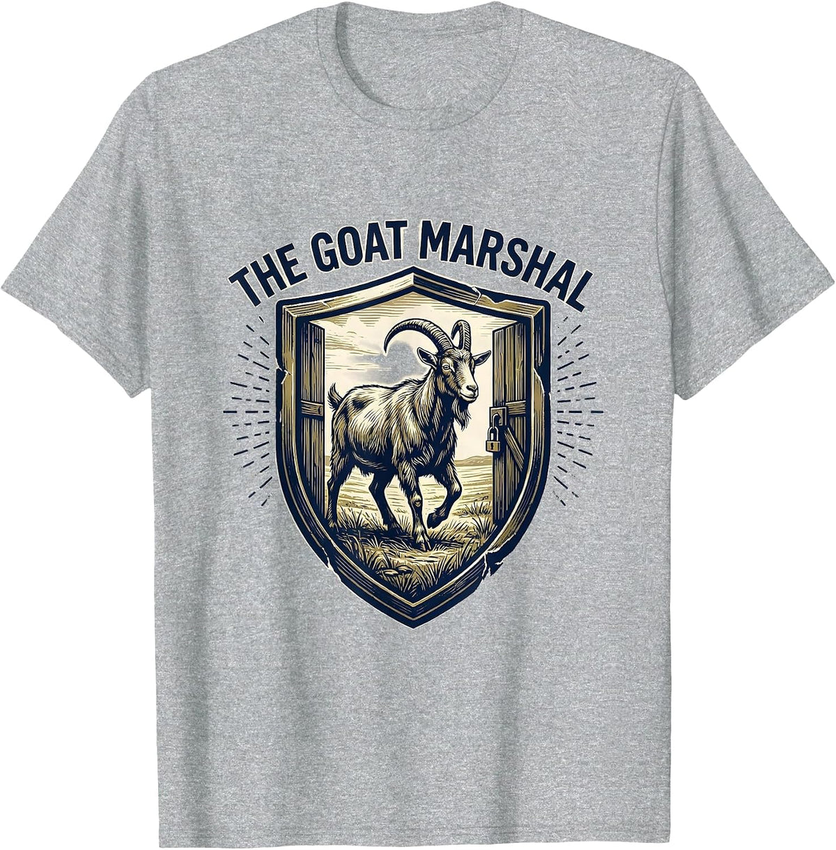 Men's The Goat Marshal Funny Goat Farmer Rancher Gift T-Shirt - Heather Grey
