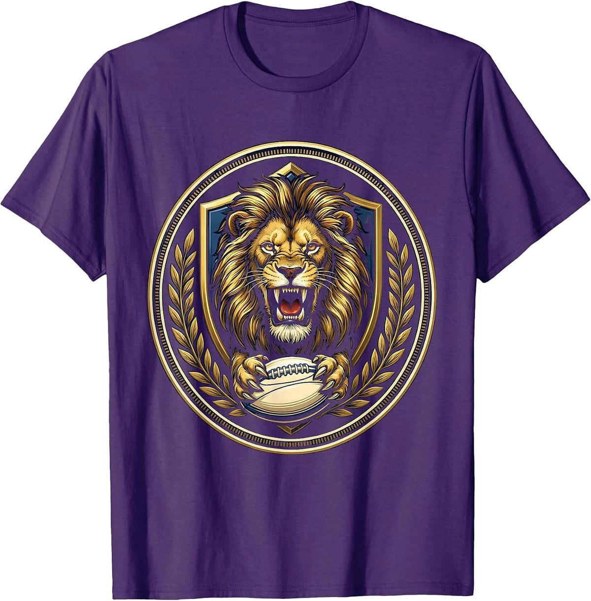 Men's Roaring Lion Rugby Ball Graphic T-Shirt - Purple