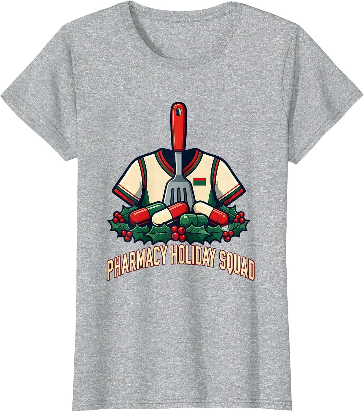 Pharmacy Holiday Squad Funny Pharmacy Tech Christmas T-Shirt - Heather Grey