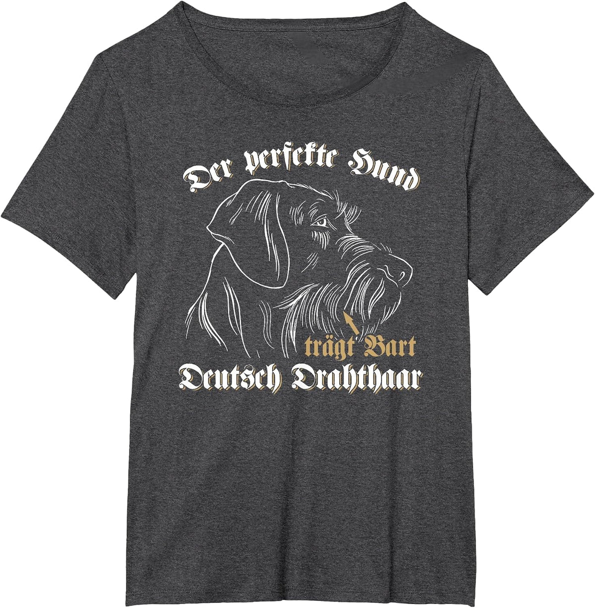 German Wirehaired The Perfect Dog Wearing Beard Dog Head T-Shirt - Dark Heather Grey