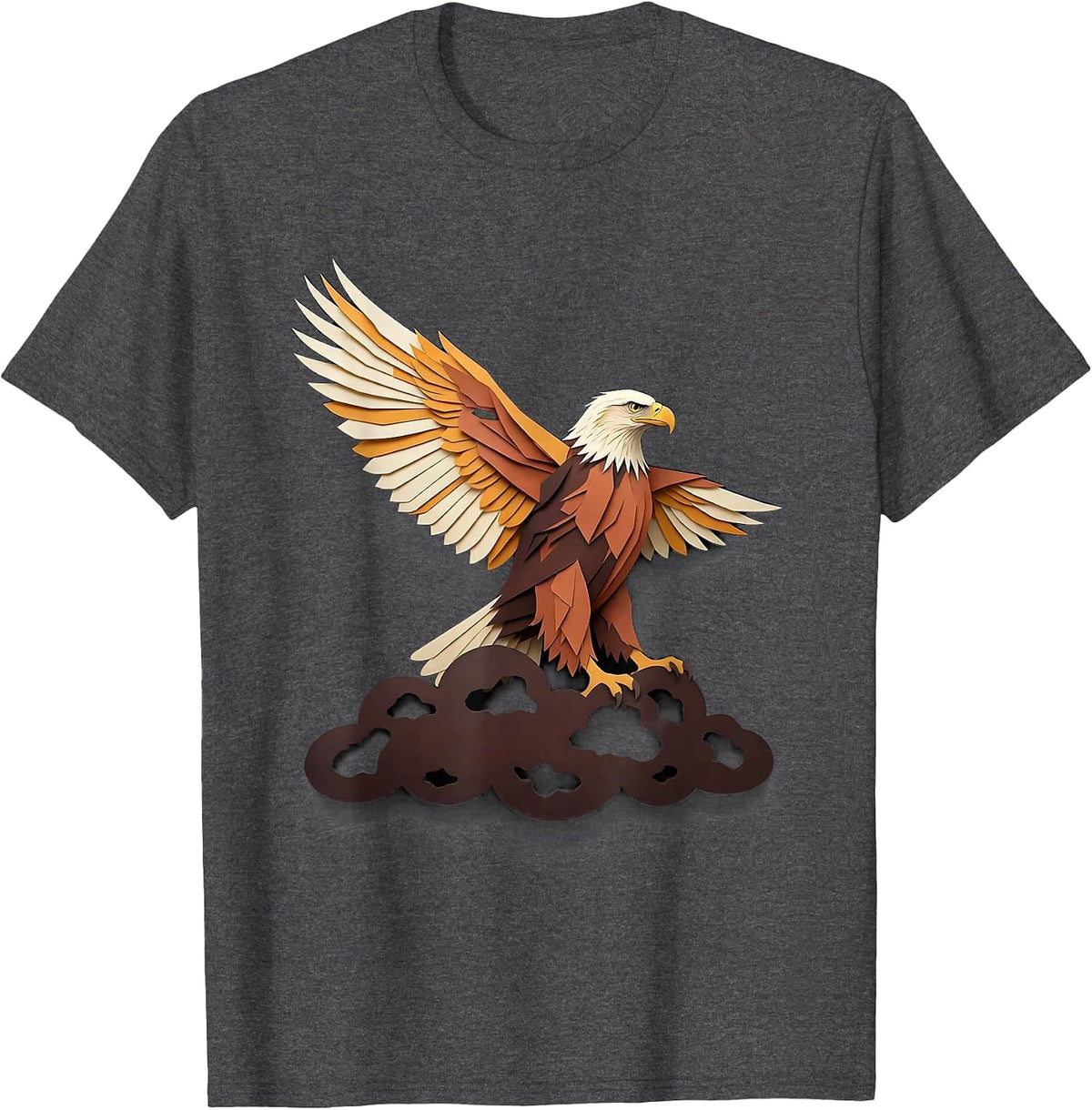 Bald Eagle Paper Cutout Mascot Pride Faith T-Shirt - Dark Heather Grey