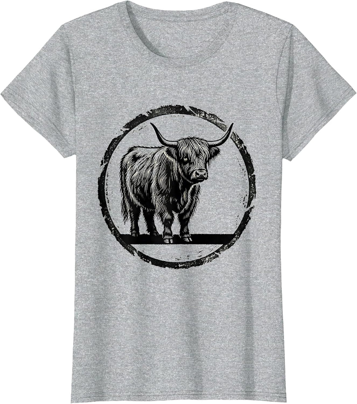 Sealed Highland Cow Rubber Stamp Funny Animal Lover T-Shirt - Heather Grey
